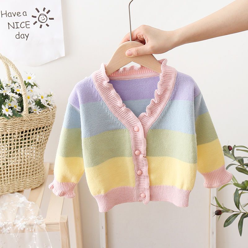 Girls autumn new sweater coat 2020 new children's foreign style knitted cardigan baby sweater fashion
