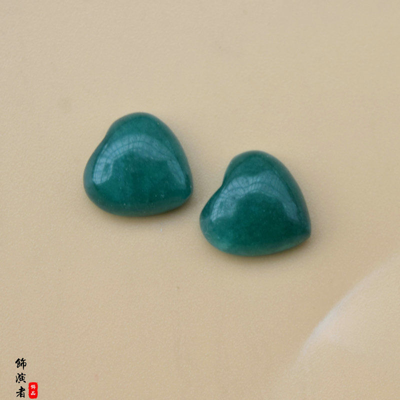 5颗价天然石10mm水晶玛瑙玉石戒面diy桃心形镶嵌 包头绳饰品材料
