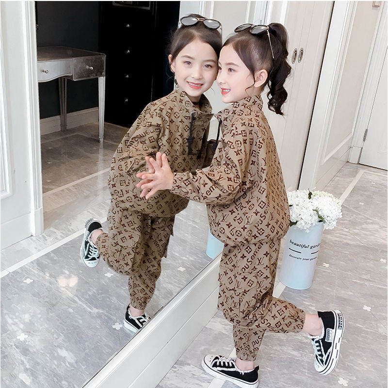 女童春装套装洋气2023新款网红童装韩版休闲中大童儿童时髦两件套