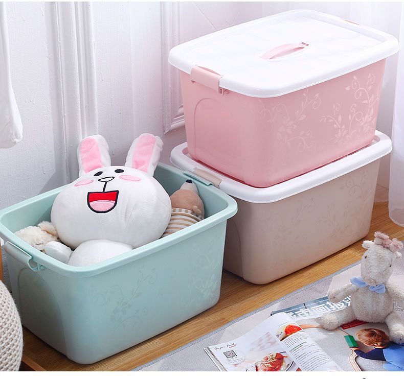 【学生三件套收纳箱】家用衣服玩具储物盒子整理箱塑料有盖衣物特大号