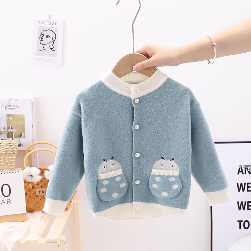 女童针织衫外套2020新款秋装韩版女宝宝洋气毛衣1-2-3岁4婴儿开衫