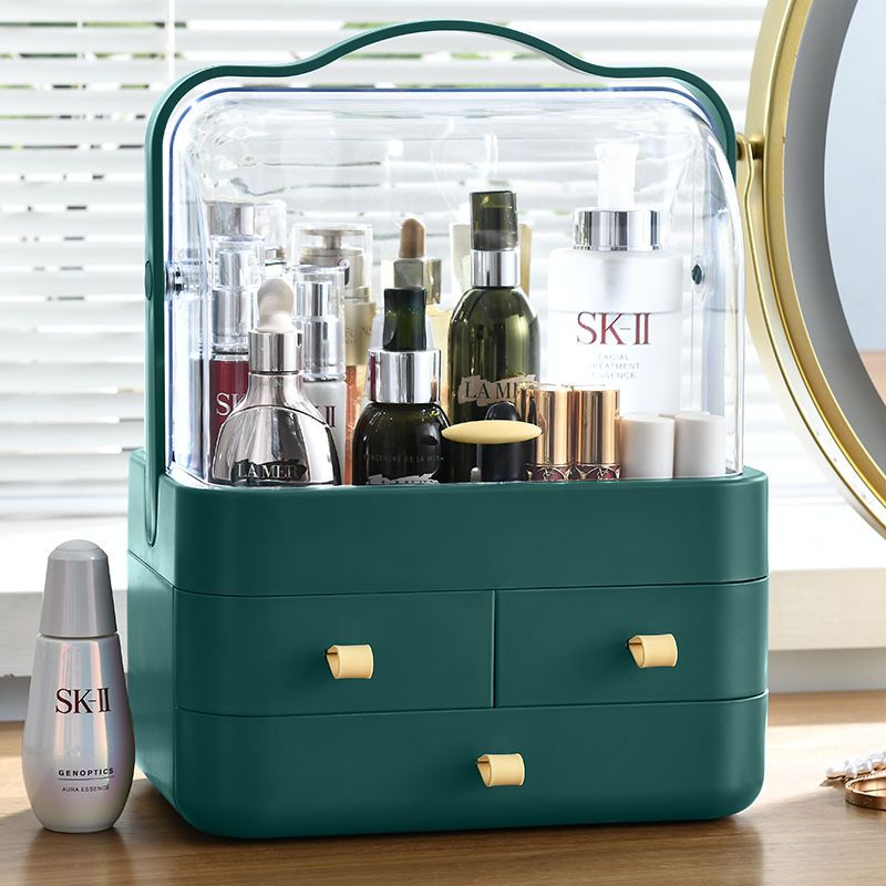 Net red cosmetic storage box desktop dust proof cosmetic box with cover dormitory dressing table lipstick skin care products shelf