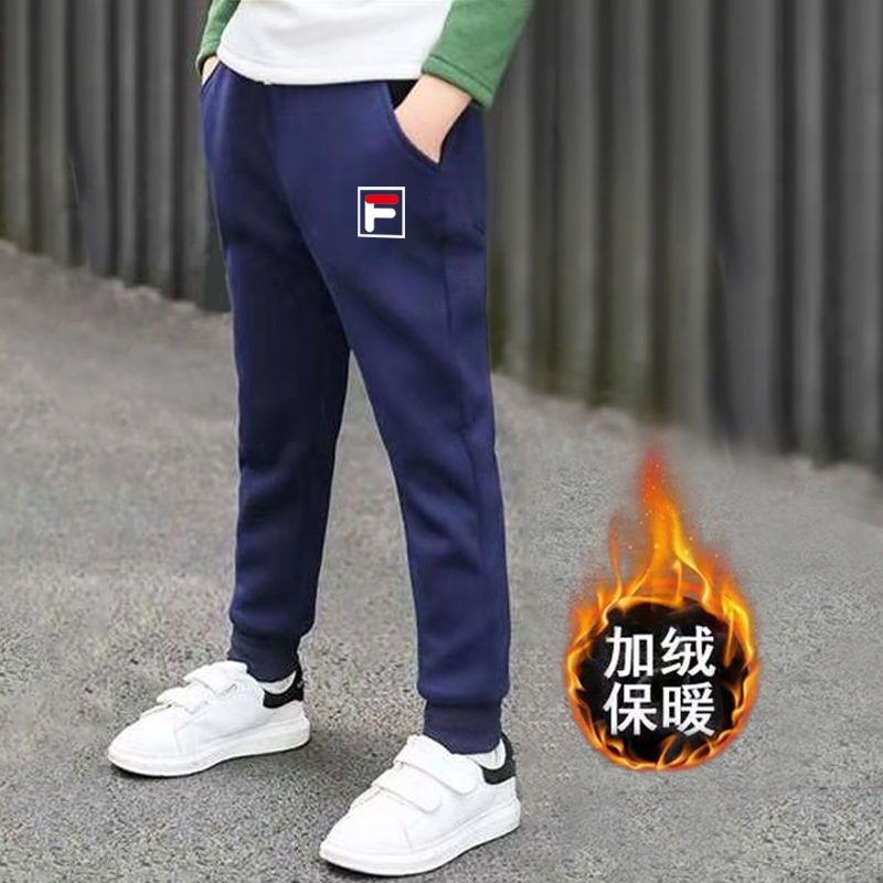 Pure cotton boy's sports pants Plush middle school children's trousers spring and autumn children's Leggings new loose casual pants