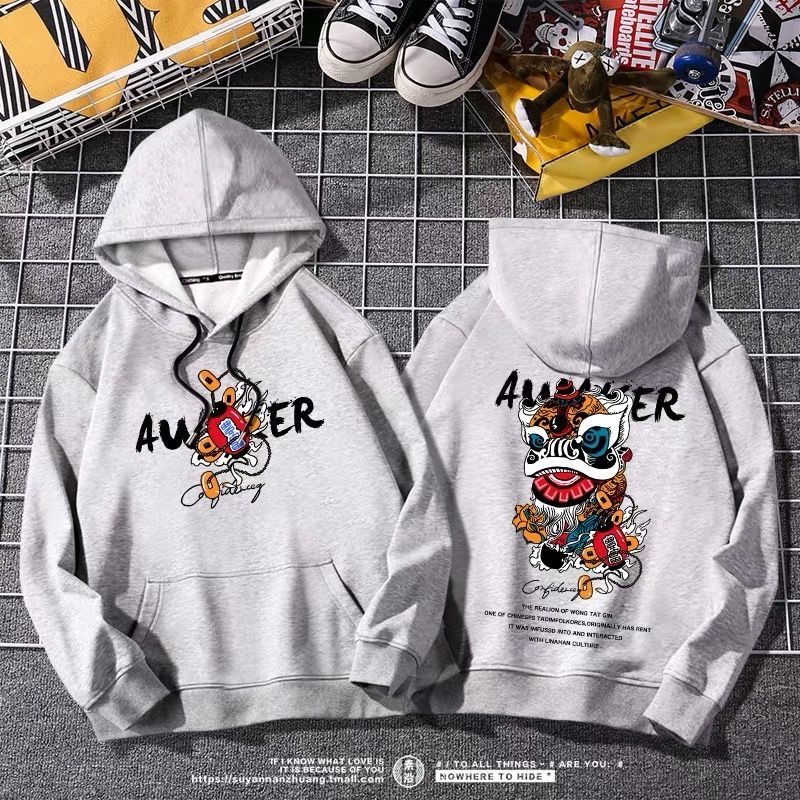 Online red money National tide Sweater Hooded male Chaopai Autumn and winter easy Chinese style Sun WuKong loose coat man trend Guard