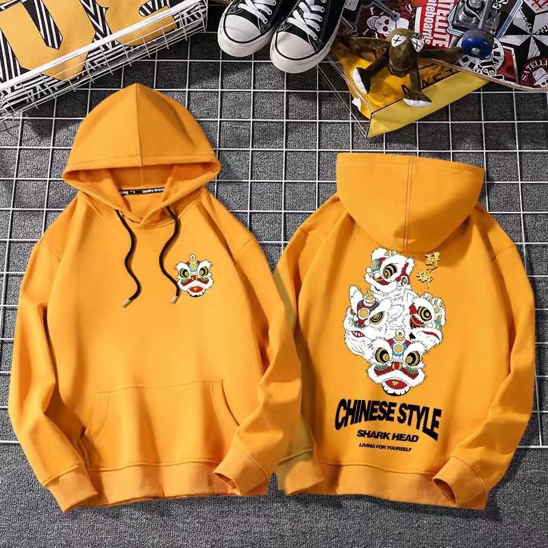 Online red money National tide Sweater Hooded male Chaopai Autumn and winter easy Chinese style Sun WuKong loose coat man trend Guard