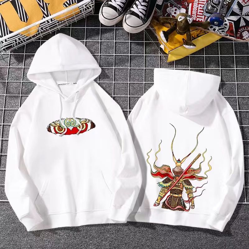 Online red money National tide Sweater Hooded male Chaopai Autumn and winter easy Chinese style Sun WuKong loose coat man trend Guard
