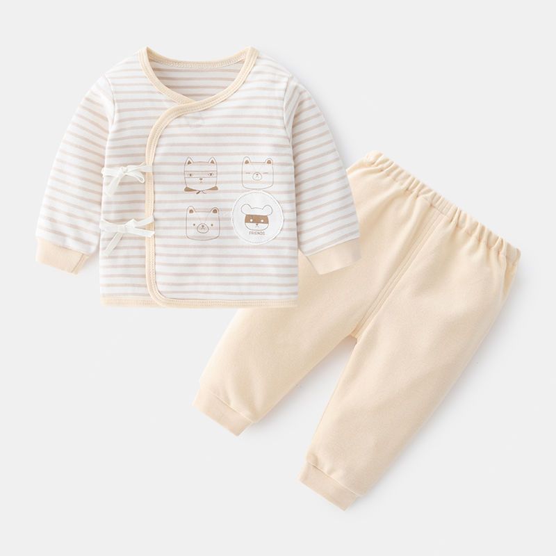 新生嬰兒套裝純棉春秋款衣服兩件套寶寶內衣秋衣褲初生分體和尚服