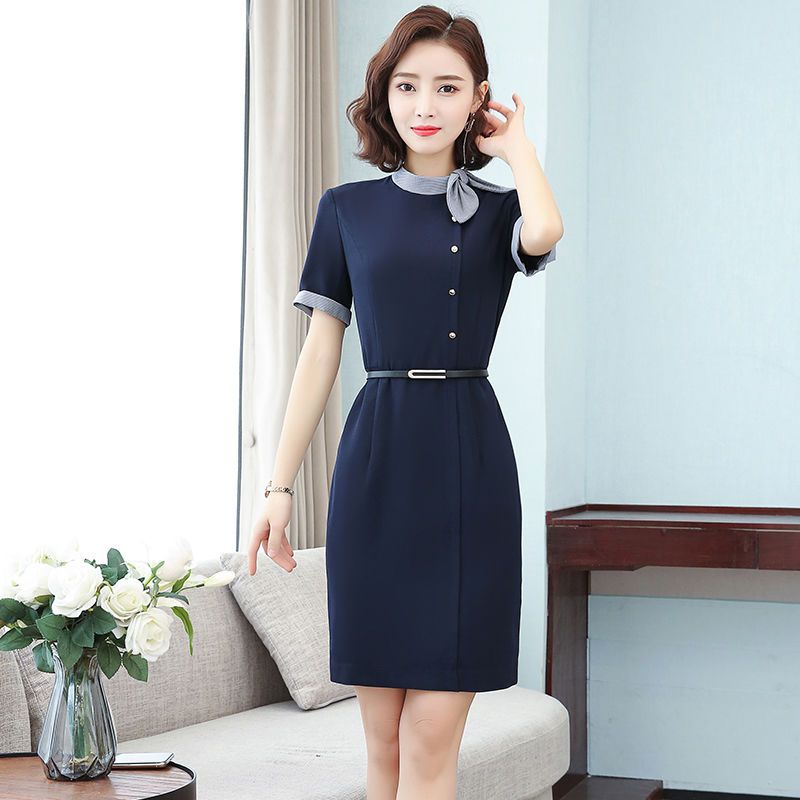 High-end professional dress female summer temperament fashion short-sleeved hotel front desk beautician sales department overalls