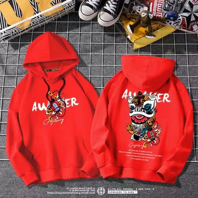 Online red money National tide Sweater Hooded male Chaopai Autumn and winter easy Chinese style Sun WuKong loose coat man trend Guard