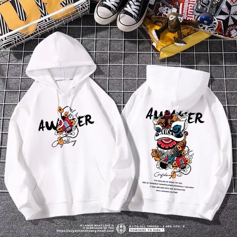Online red money National tide Sweater Hooded male Chaopai Autumn and winter easy Chinese style Sun WuKong loose coat man trend Guard