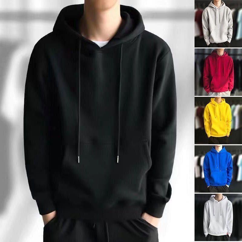Solid color Plush sweater men's autumn and winter thickening trend Hoodie youth ins loose casual top Hoodie