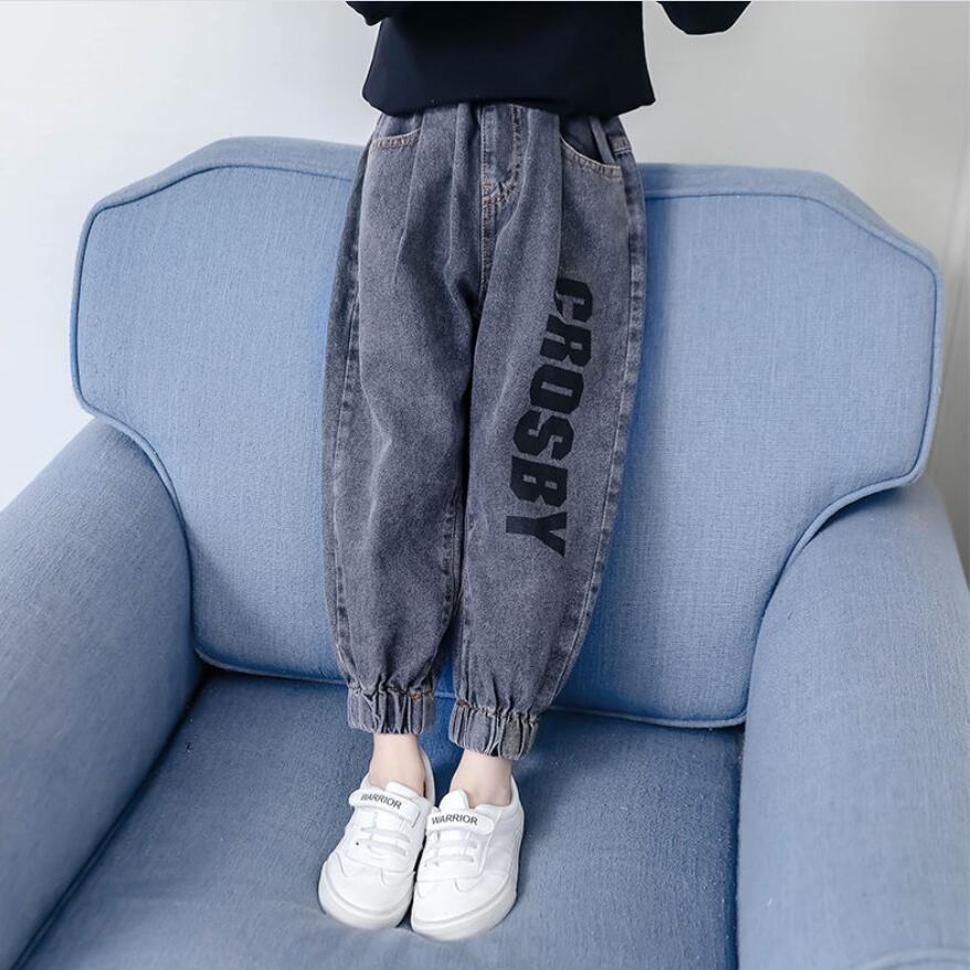 女童牛仔褲春秋新款2022兒童牛仔褲洋氣寬鬆中大童休閒褲蘿蔔褲潮