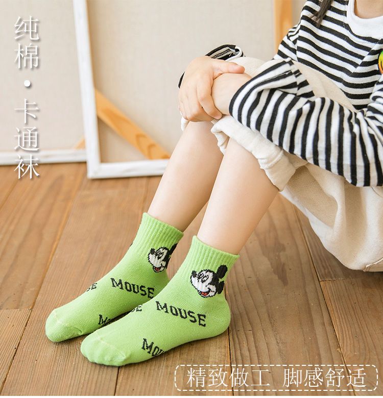 5双装儿童袜子春秋中筒袜男童女童短袜夏季婴儿宝宝棉袜卡通袜子