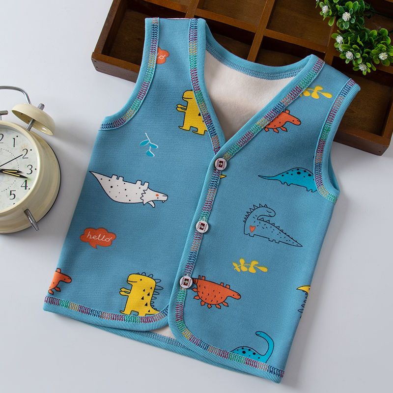 Baby vest cardigan baby spring and autumn thickened Plush vest warm children's waistcoat small shoulder boys and girls