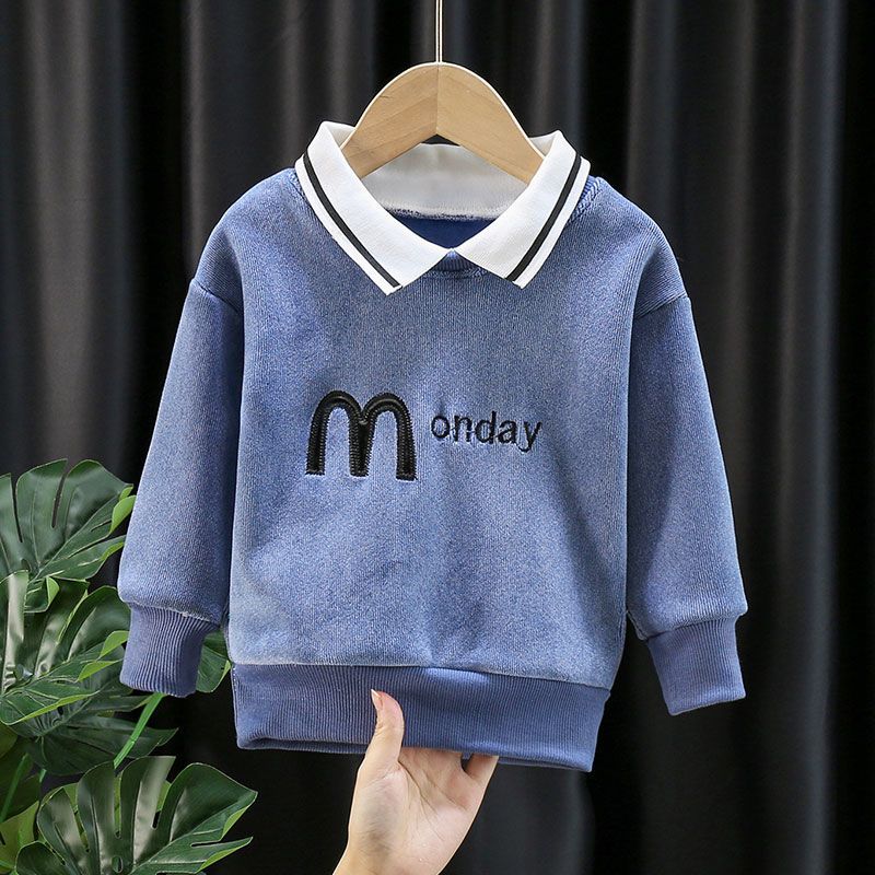Boys and girls Plush sweater 2020 new children's autumn and winter clothes baby high collar warm top baby boom