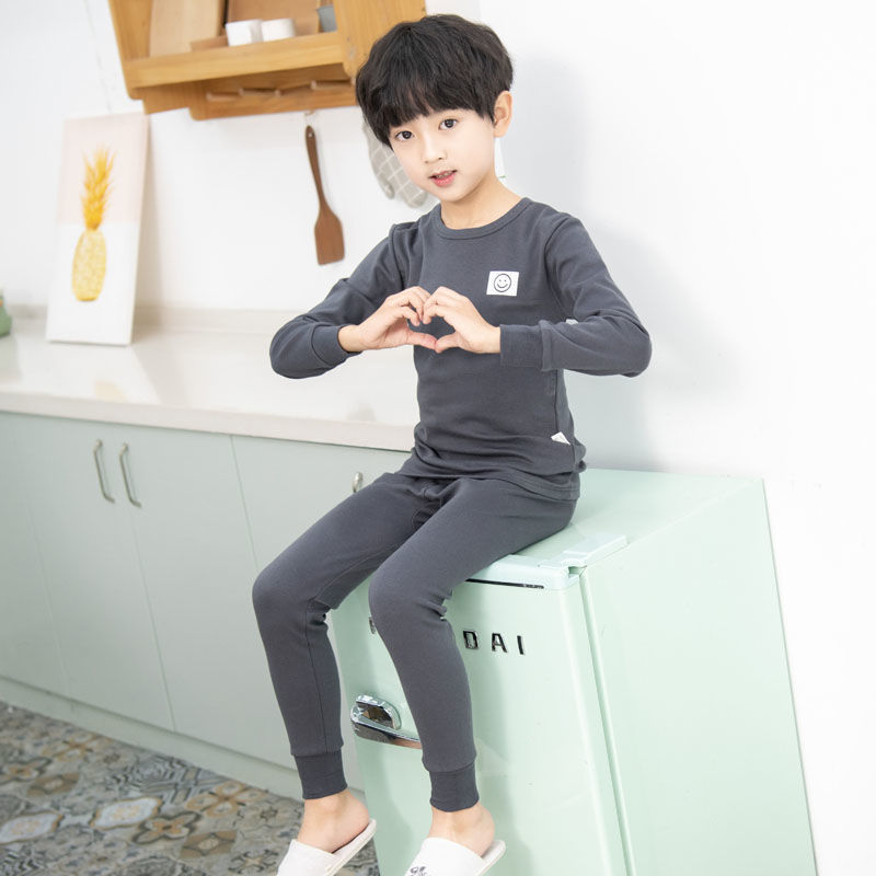 Boys and girls brushed underwear set autumn and winter children's pure cotton warm autumn clothes and long johns for big children baby cotton sweater