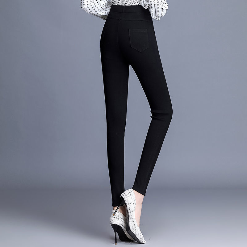 Single Style/ Plush Thickening High Waist Leggings Women Outerwear Autumn and Winter 2023 New Trendy Small Feet Black Pencil Trousers
