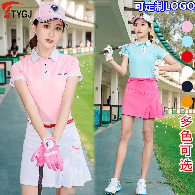 新款! 高尔夫球服装 女士短袖球服 韩版春夏季运动衣服