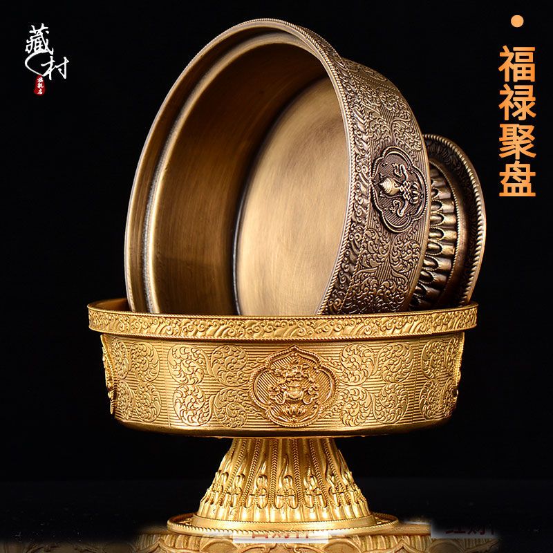 藏村水财神黄财神六路财神佛像摆藏传密宗佛教水供五姓财神供水碗 虎窝拼