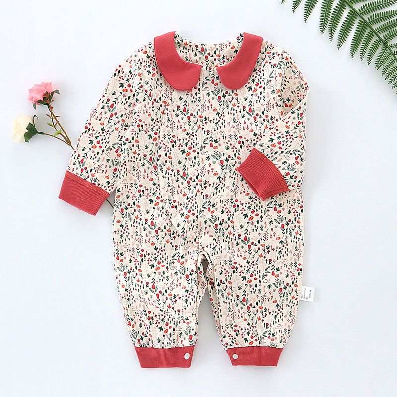 Baby going out jumpsuit pure cotton spring and autumn thin newborn baby princess romper summer long-sleeved baby girl crawling clothes
