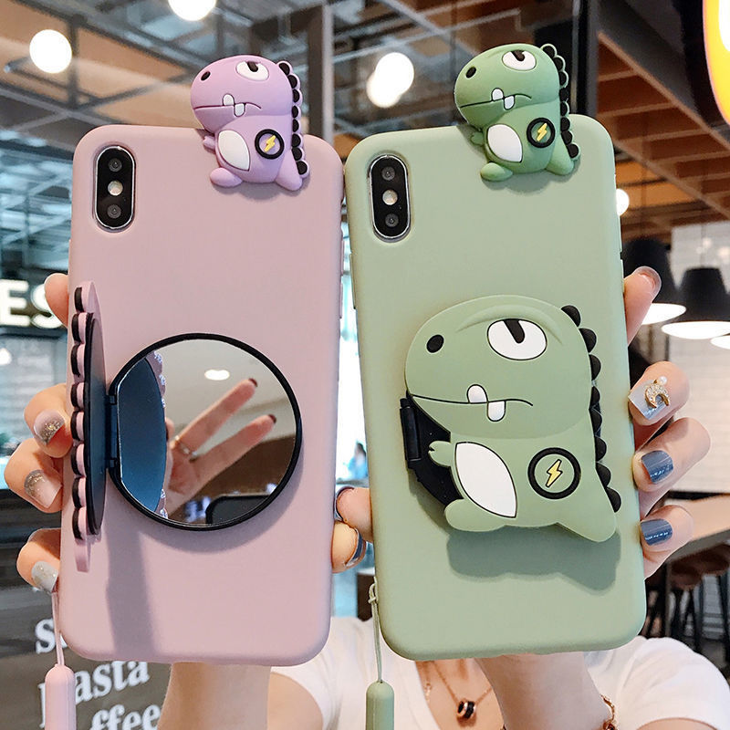 Apple x cartoon stand iPhone 11 case xsmax mirror 8plus soft silicone shell 6S short rope 7 female