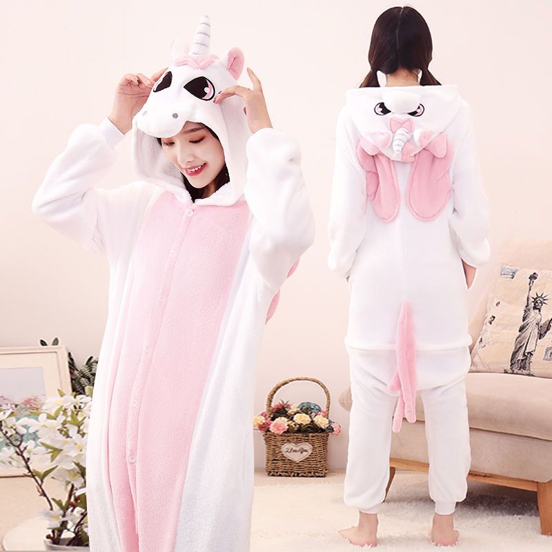 Flannel middle school student pajamas female winter cute Pikachu dinosaur pajamas conjoined couple home wear men's long sleeves