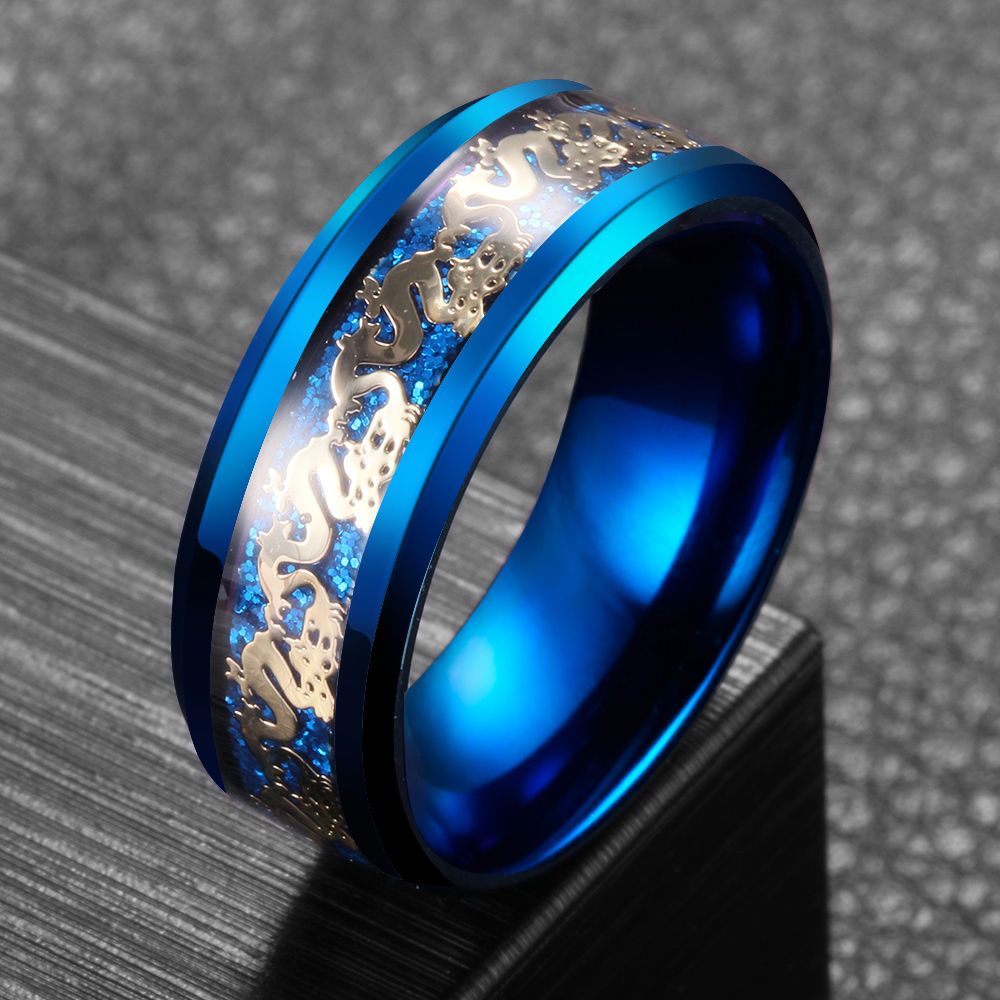 Fashion new Nepalese dragon pattern titanium steel ring male domineering Korean student ring single society ins ring