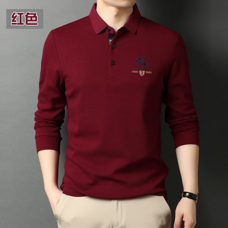 Men's thick cotton long sleeve embroidered polo shirt foreign trade big brand factory loose Lapel Paul T-shirt Fashion Top