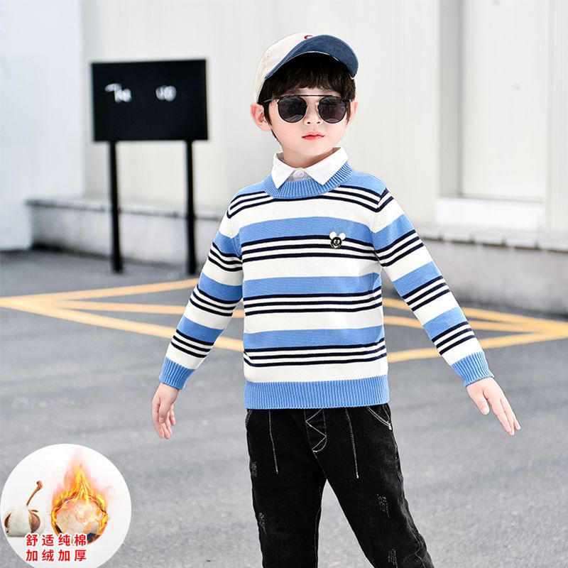 【纯棉面料 断码清库存】儿童毛衣男2020秋冬加绒小孩子针织衫