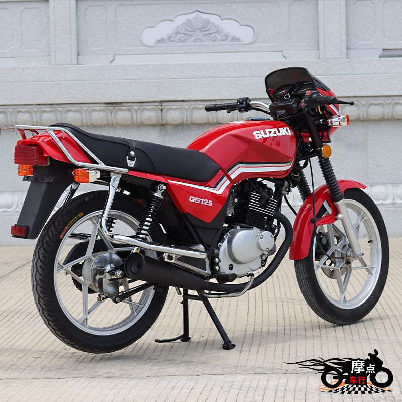 豪爵铃木王豪华gs125cc钻豹款男士跨骑式机车燃油复古摩托车整车