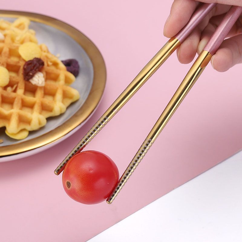 便携304不锈钢餐具 家用烤漆勺子叉子筷子女生户外便携成人餐具