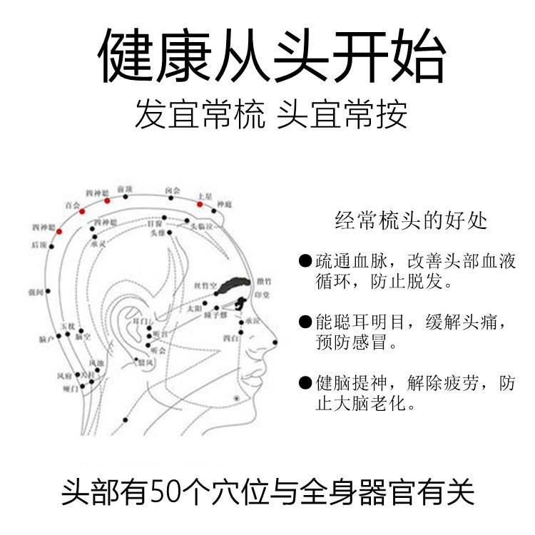 头部按摩器五爪头疗梳按摩爪按摩梳经络梳刮痧板挠抓头皮按头神器 虎窝拼