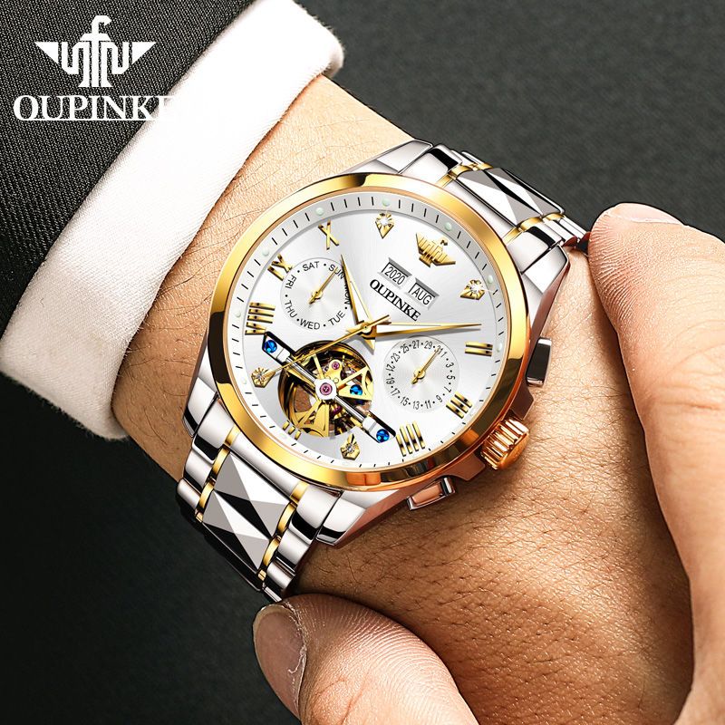 格信手表专营店 瑞士欧品客高端手表男士机械表全自动黑科技运动防水