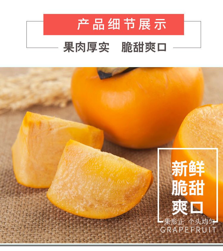 陕西甜脆柿子10斤/5/2斤巧克力苹果硬柿新鲜应季当季水果整箱批发