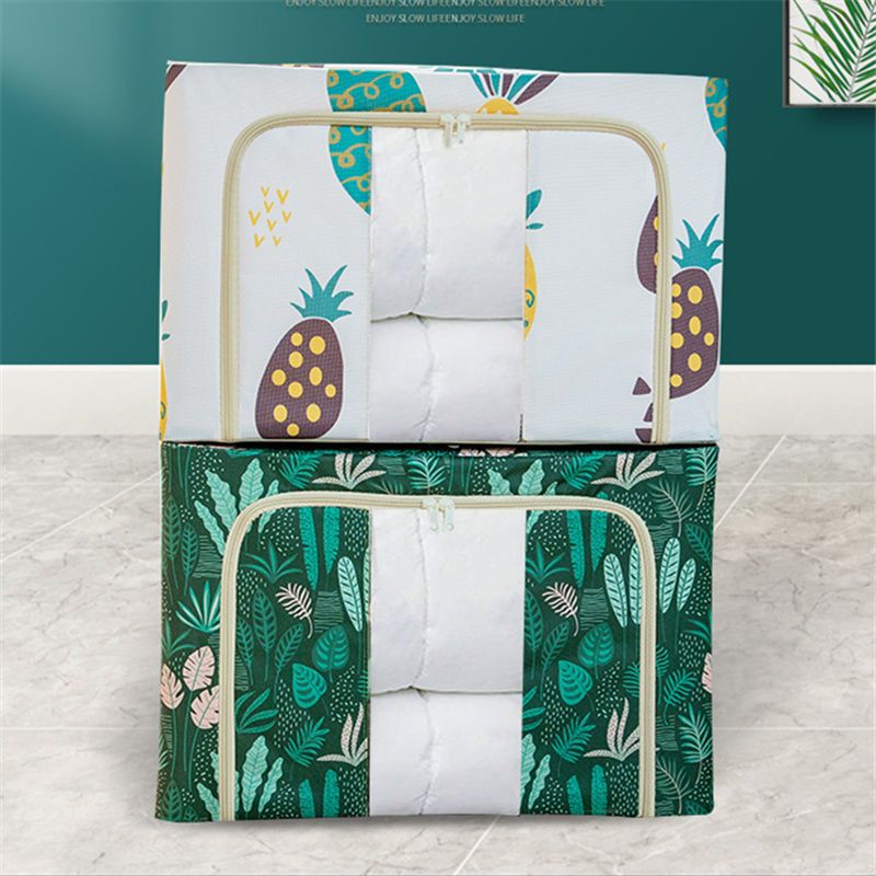 Clothes storage box washable steel frame quilt finishing box super large Oxford cloth folding cloth wardrobe storage box