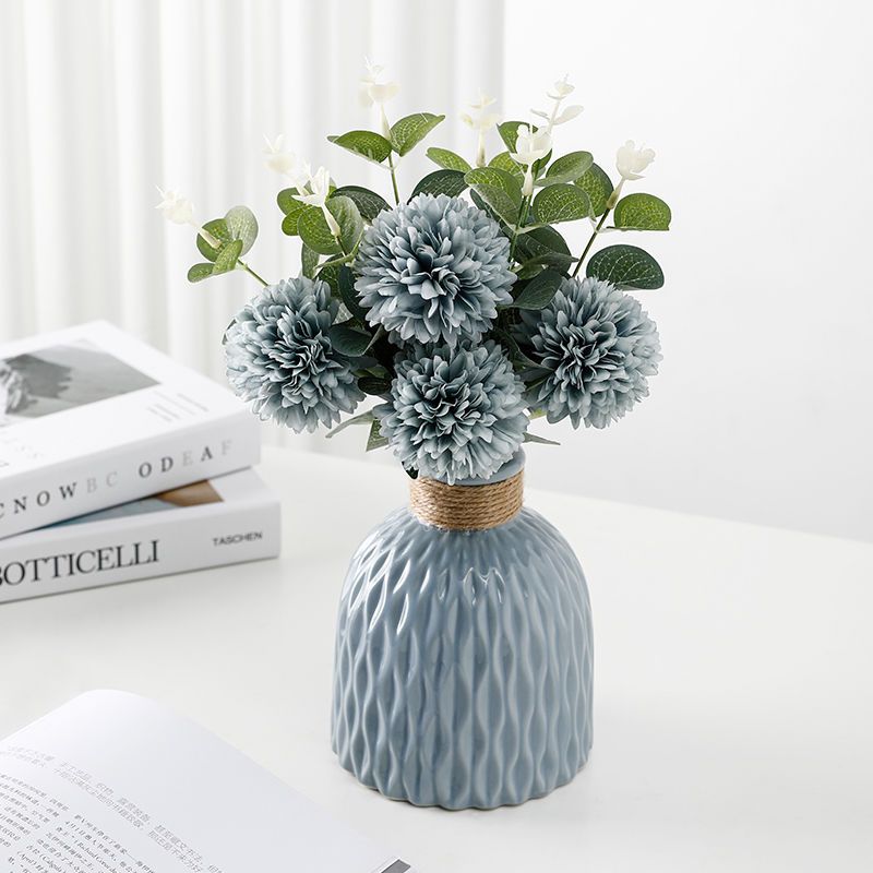 北欧陶瓷花瓶摆件现代简约客厅家居电视酒柜仿真花假花插花装饰品 虎窝拼