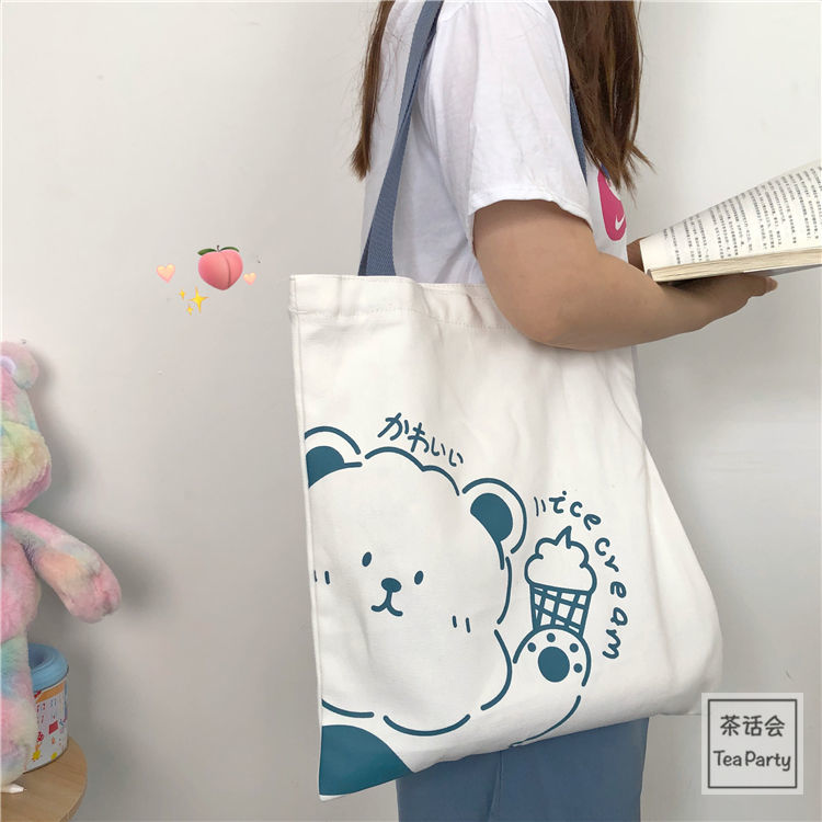 Student canvas bag female Korean ins versatile shoulder bag college wind small fresh lovely girl class messenger bag