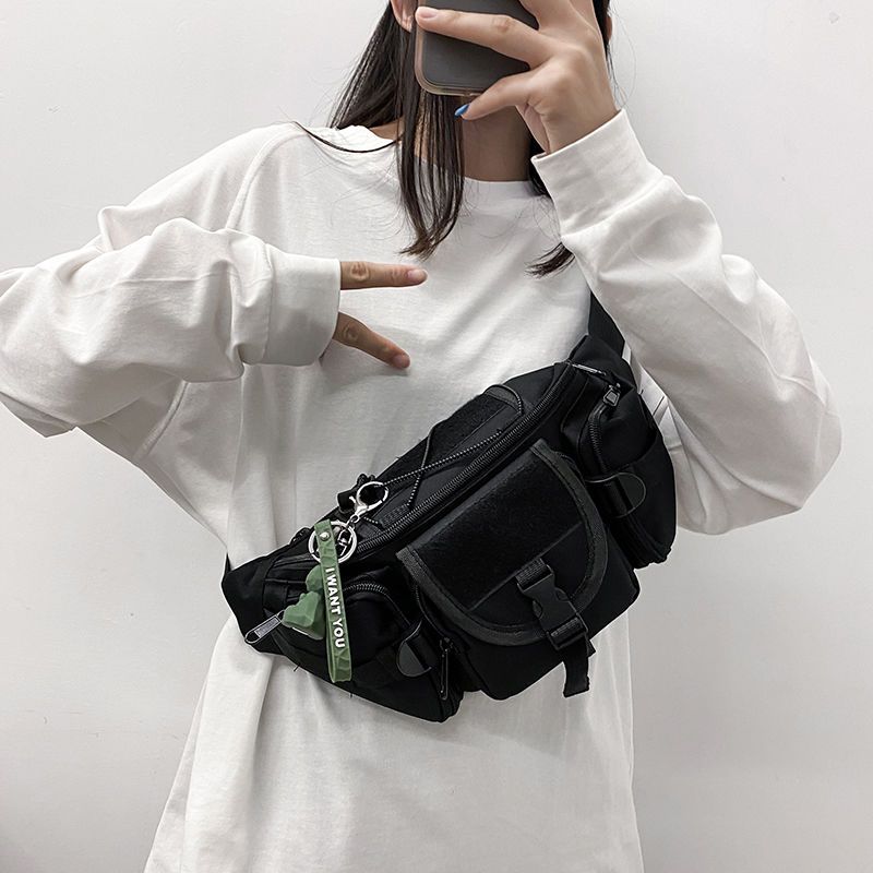帆布包包女2019新款潮斜挎韓版百搭ins工裝機能網紅同款胸包腰包