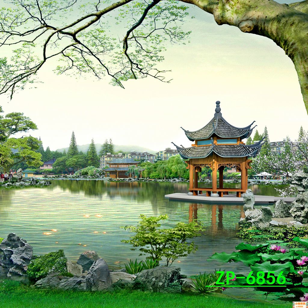 新款主播背景布3d直播间背景视频直播拍照背景墙励志书法意境背景 虎窝拼