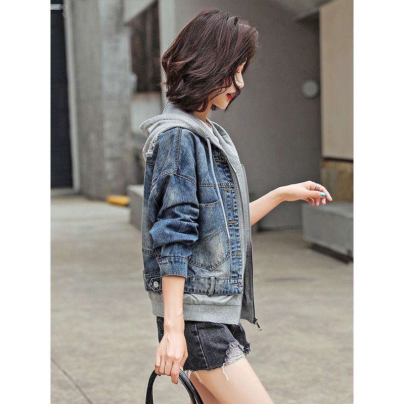 Spring and autumn 2020 new short small fresh hooded denim coat for female students BF