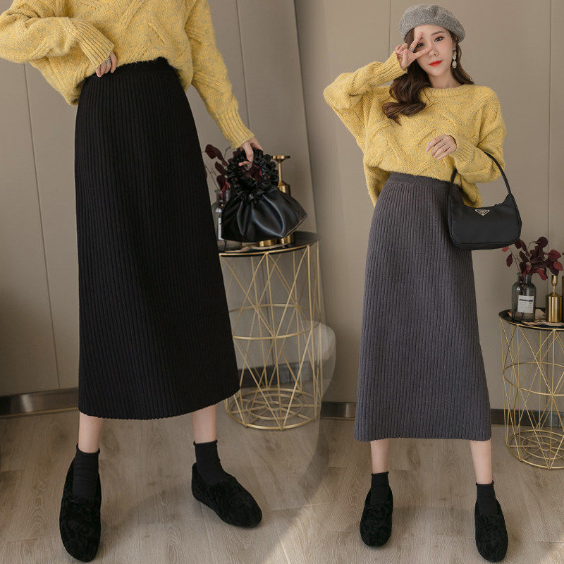 [thickened non split 80-175 kg] new knitted skirt in autumn and winter 2020