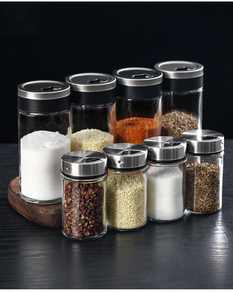 家用调味料盒玻璃味精盐罐厨房胡椒烧烤撒料瓶佐料罐子调料瓶套装