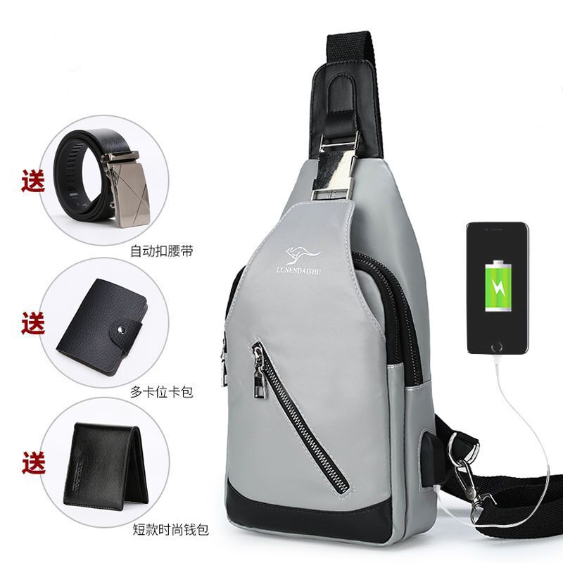 Leather texture 2020 new men's chest bag Leisure Bag Messenger Bag Fashion Shoulder Bag multi-functional sports straddle bag