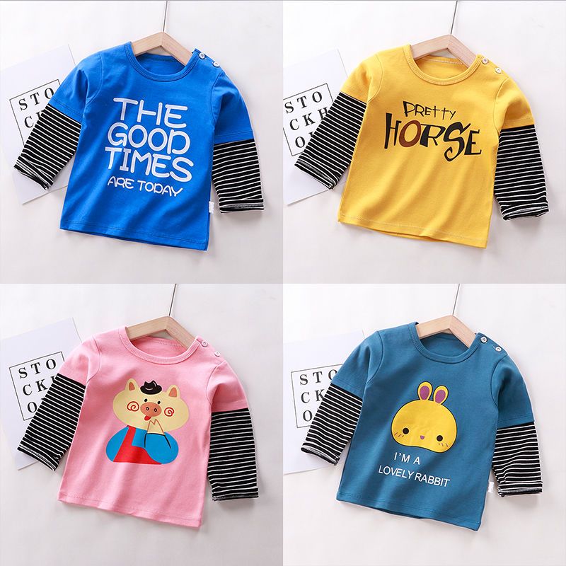 Children's Cotton Long Sleeve T-shirt for boys and girls bottoming shirt for children's T-shirt long sleeve top baby clothes in spring and Autumn