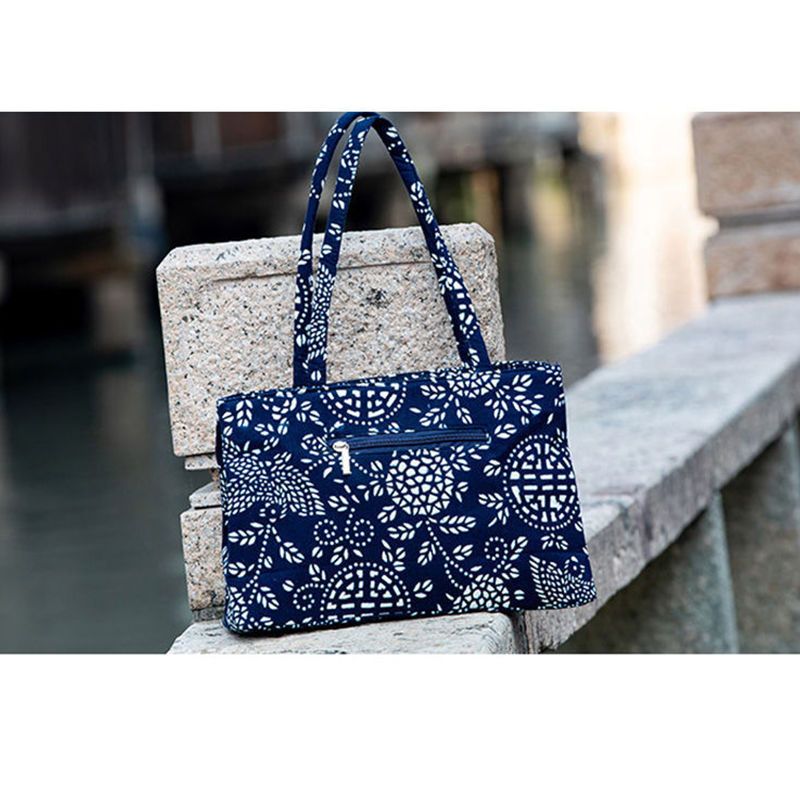 Wuzhen characteristic blue printed cloth printing and dyeing shoulder bag multi-layer zipper bag original retro small square bag