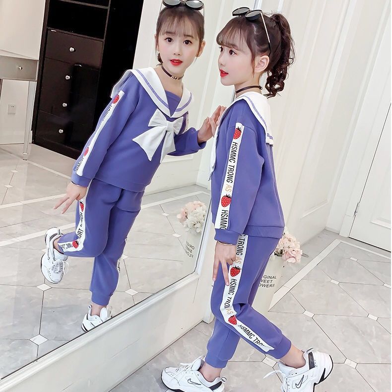 女童套装春装2023新款洋气春季童装韩版小女孩时尚儿童运动两件套