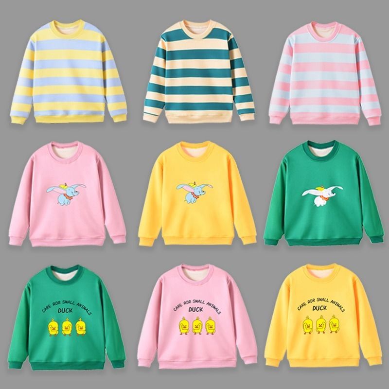 Children's vests girls' spring clothes boys' middle and large children's clothes Plush children's clothes autumn and winter bottoming shirts foreign style