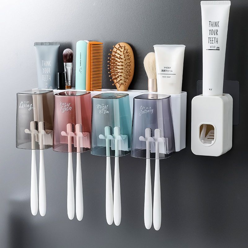 Toothbrush holder set toothbrush cup mouthwash cup squeezing toothpaste artifact toothbrush cup washing household shelf