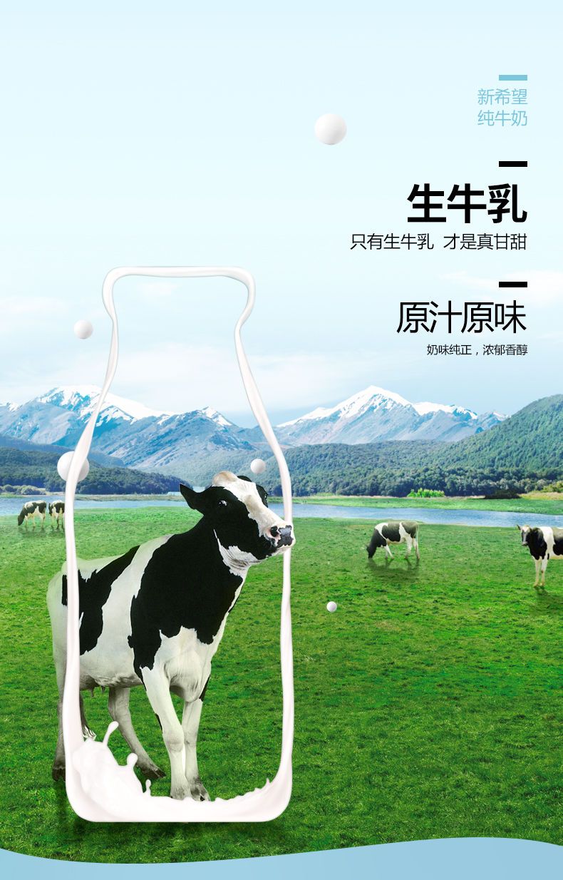 新鲜日期丨新希望优质精选网红奶纯牛奶180ml*12袋早餐奶