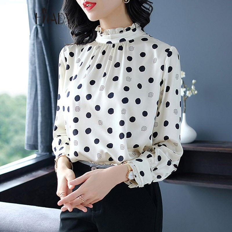 減齡寬鬆長袖上衣服女裝2023秋冬新款高領打底衫氣質襯衫百搭T恤